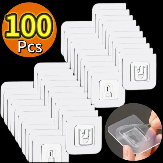 10-200 Double-Sided Hooks Strong Adhesive Transparent Traceless Wall Hook for Kitchen Bedroom Storage Holder Plug Socket Hanger