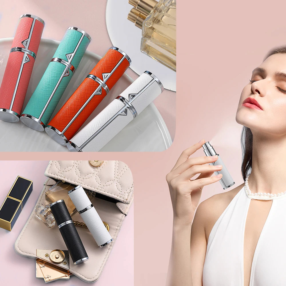 Louischanzl Premium PU leather Sprayer Suitable for Boarding Tight Sealing Travel Perfume Spray 5ml Perfume Atomizer  Bottle