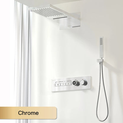 Luxury intelligent digital display brass shower system Black wall mounted design Dual control of cold & hot Hidden bathroom Tap