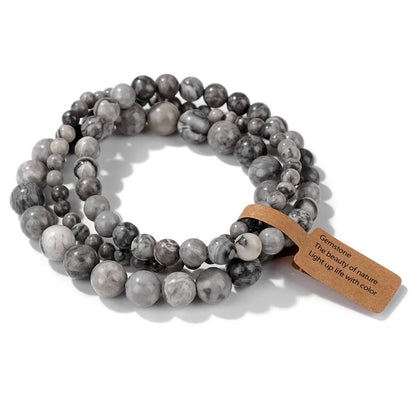 3 Pcs/set Healing Crystal Bracelets for Women 4 6 8mm Natural Stone Beaded Stretch Bracelet Amethyst Indian Agates Jewelry Gifts