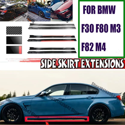 FOR BMW F30 F80 M3 F82 M4 2M Car Side Skirt Extension Plate Lip Separator Bumper 2.18M Racing Side Spoiler