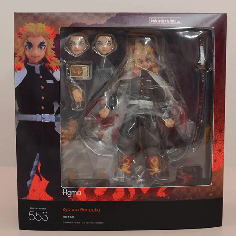 Figma 553 Demon Slayer Rengoku Kyojuro Movable Action Figure With Flame Effect Accessoriescollectible Anime Model For Anime Fans