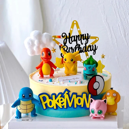 15Pcs/set Pokemon Cake Topper Pikachu Anime Figure Party Happy Birthday Pokemon Cake Decoration Supplies Boy Ornaments Kids Gift