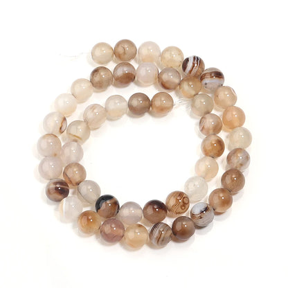 1 String 4/6/8/10/12mm Light Brown Striped Agate Beads Natural Stone Beads for Jewelry Making DIY Bracelet Necklace Supplies