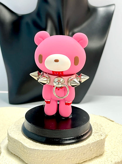 Kawaii Gloomy Bear Mori Chack Figure Goth Punk Spiked Collar Bloody Bear Statue Pink Black Desktop Decor Ornament Car Gift Y2K