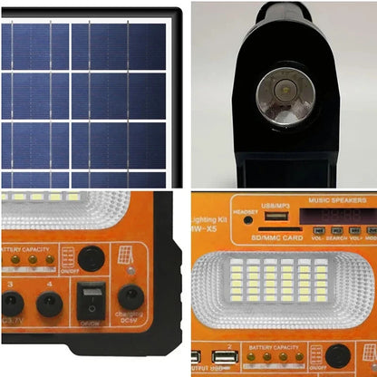 Portable Solar Generator System with 3 Bulbs Lighting Kit Mini 6W Solar Panel Outdoor Emergency Power Supply for Camping Hiking