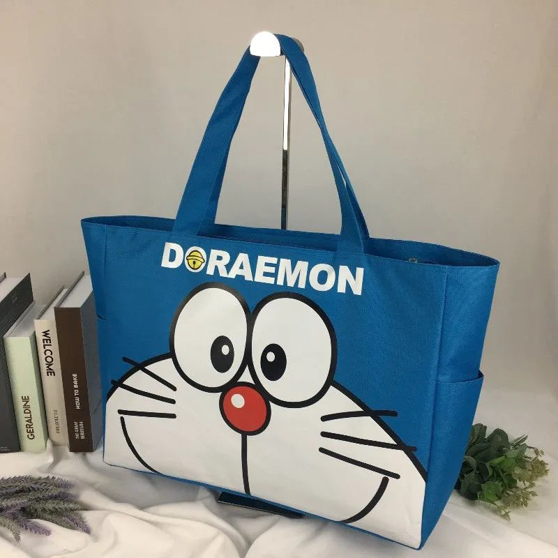 Kawaii Doraemon Tote Bag Large Capacity Travel Storage Bags Anime Cartoon Handbag Student Daily Shoulder Bag for Shopping School