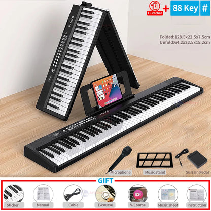 New Folding Piano 88 Keys Midi Musical Keyboard Professional Children's Music Instruments Adult Electronic Portable Synthesizer