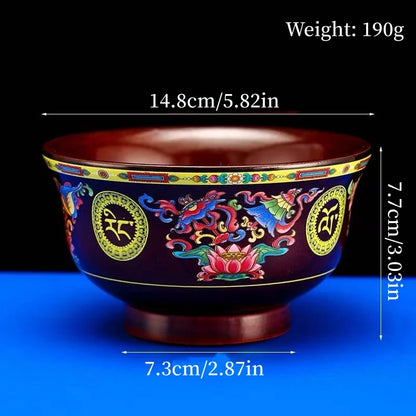 Tibetan-Style Solid Wood Dark-Colored Tsampa Bowl,Auspicious Wooden Butter Tea Bowls,Handicraft Holy Water Bowl Buddhist Item