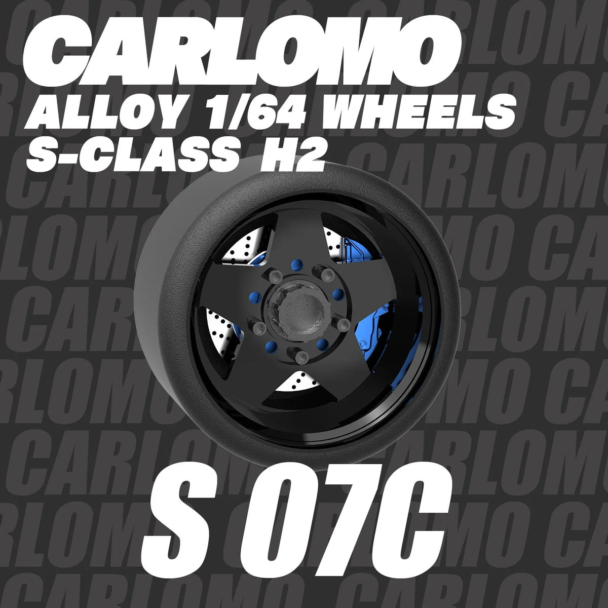 Carlomo S-Class Brand New 1/64 Alloy Wheels Rubber Tires with Brake Disc Assembly Rims for Model Diecast Car for model cars