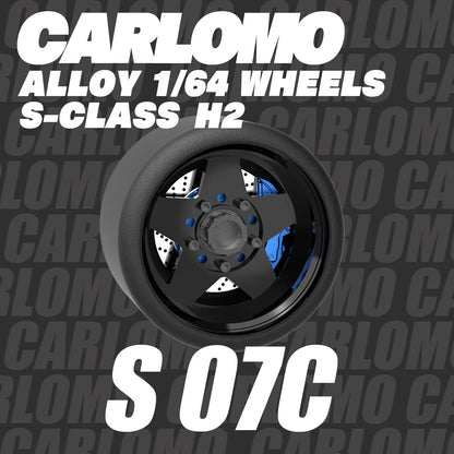 Carlomo S-Class Brand New 1/64 Alloy Wheels Rubber Tires with Brake Disc Assembly Rims for Model Diecast Car for model cars
