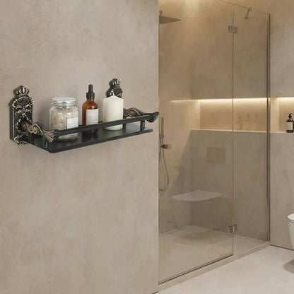 Bathroom Wall Shelves , Antique Bronze Shampoo Holder Bath Shelf Black Bathroom Hardware