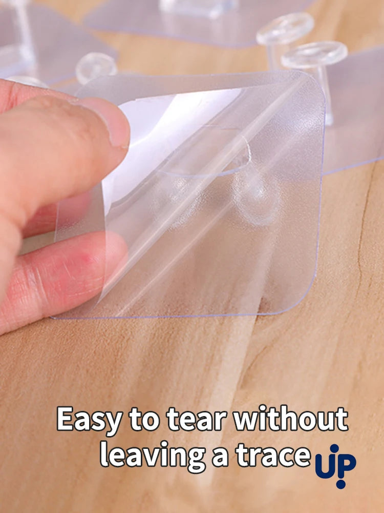 20PCS Hook Power Plug Bracket Tidy Hanging Rack PVC Wall Hook Strong Adhesion Seamless Transparent Waterproof Kitchen Bathroo