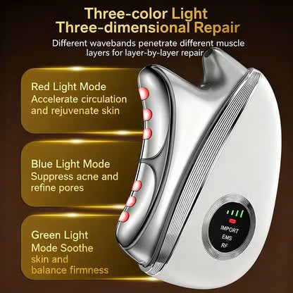 4 in 1 EMS Facial Neck Beauty Scraping Massager Microcurrent LED Light Vibration Portable Skin Care Tool Firming Anti Aging
