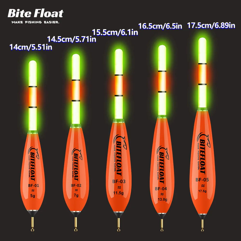 Bite Float Electronic Float 5pcs Set 2 Smart Electronic Floats + 2 Rechargeable Batteries + 1 Charger Night Fishing