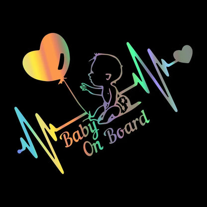 Heartbeat Balloon Baby on Board Car Sticker 3D Cartoon Baby In Car Auto Window Reflective Decor Decoration Exterior Accessories