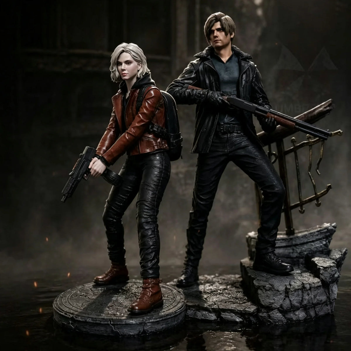 21cm Resident Evil Action Figures Leon And Grace GK Statue Decorative Figures