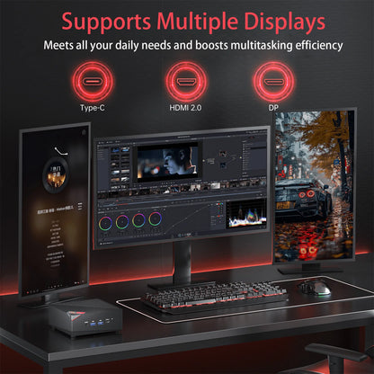 KAMRUI MINI PC R7 7730U Dual Channel 32GB DDR4 512GB SSD Win11pro WiFi6 BT5.2 Triple 4K Display Desktop Computer for Office Home