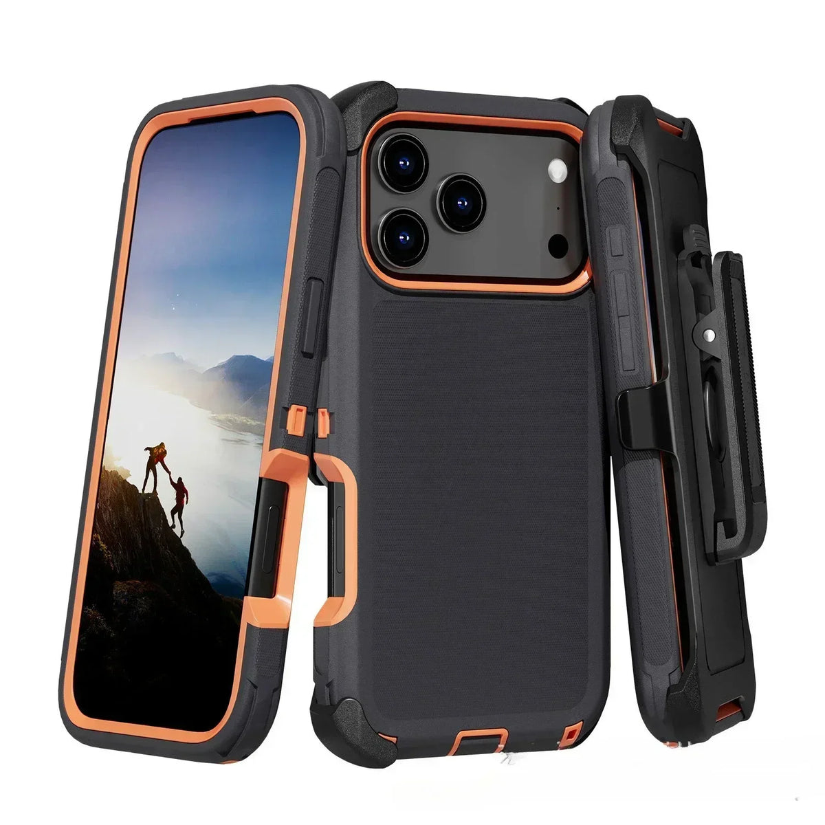 3 in 1 Military Armor Shockproof Phone Case For iPhone 17 18 Pro Max 17Air 16 15 14 13 Pro Max Otter Case Box Belt Clip Cover