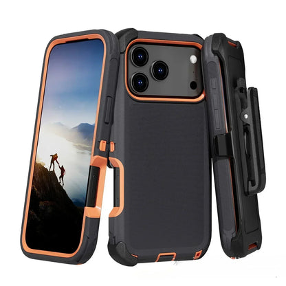 3 in 1 Military Armor Shockproof Phone Case For iPhone 17 18 Pro Max 17Air 16 15 14 13 Pro Max Otter Case Box Belt Clip Cover