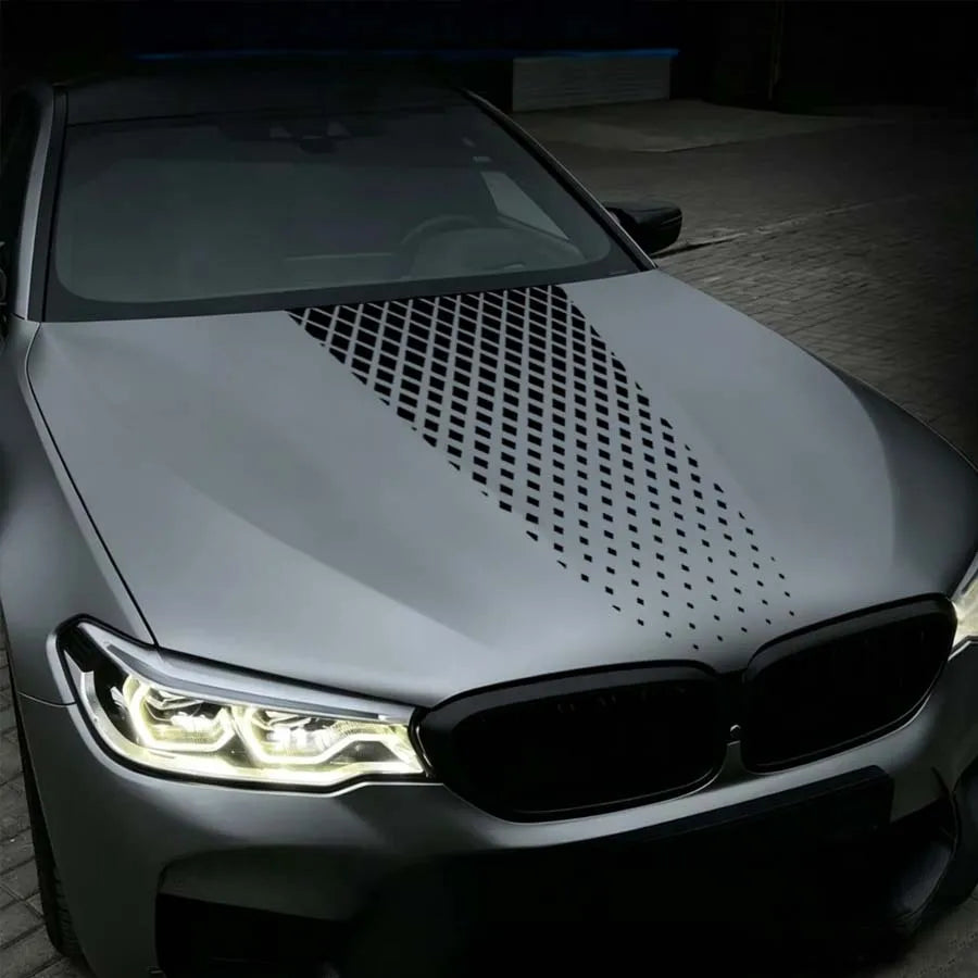 Diamond Rhombus Mesh Engine Hood Sticker Universal Car Hood Decal Self‑Adhesive Waterproof Cool Auto Exterior Tuning Accessory