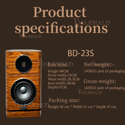 Balenald home theater speaker BD-23S wood veneer HIFI bookshelf speaker pneumatic tweeter silver speaker high fidelity passive a