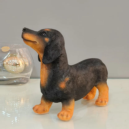 Realistic Resin Dachshund Figurine Lifelike Puppy Animal Sculpture Suitable for Outdoor Gardens Home Decor Pet Lovers