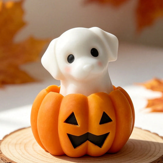DIY Halloween Candle Spook Puppy Cat Silicone Mold Cute Ghost Plaster Casting Decoration Mould Aroma Candles Making Supplies