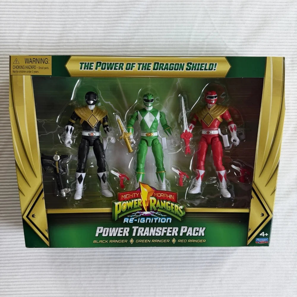 Power Rangers Black Green Red Ranger Figure Set Movable Joint Figurine With Accessories Desktop Display Collectible Toy For