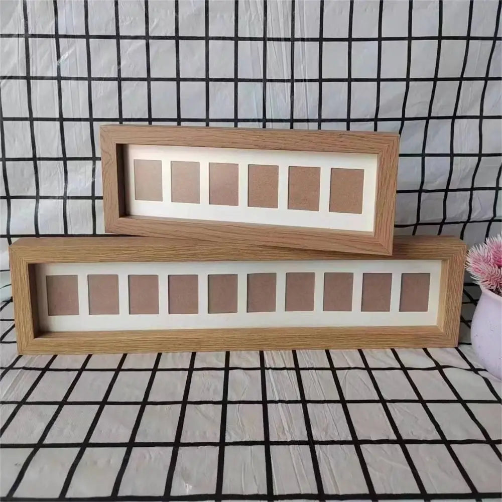 Wooden Baby Growth Photo Album Frame 2 Inch 6 /10 Holes Mini Picture Frames Creative Durable Memorial Photo Frame
