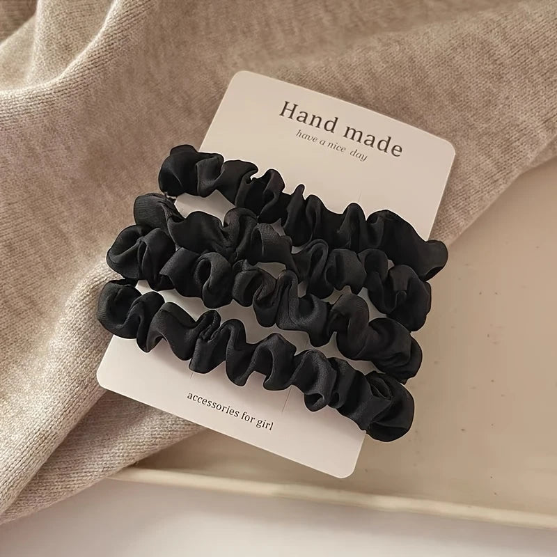 4pcs Satin Hair Scrunchies For Women, Softer Than Silk Hair Ties, Silky Solid Color Ponytail Holders, Fashion Hair Accessories