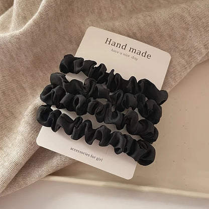4pcs Satin Hair Scrunchies For Women, Softer Than Silk Hair Ties, Silky Solid Color Ponytail Holders, Fashion Hair Accessories
