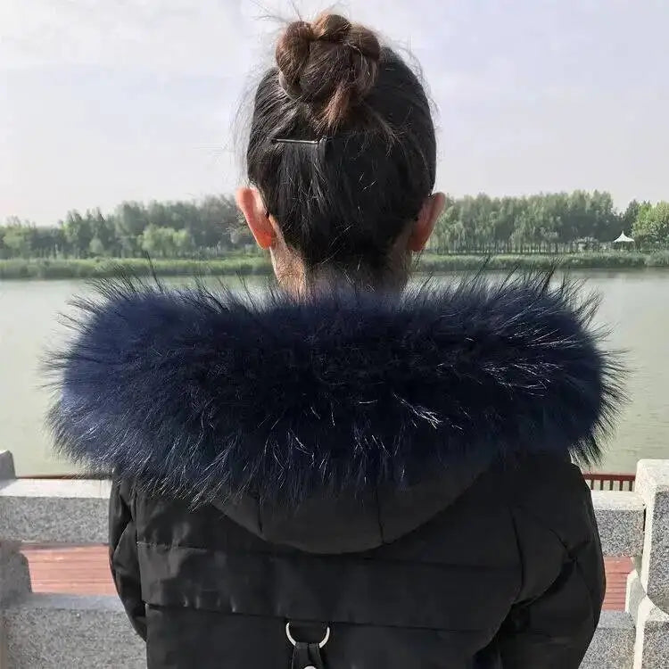 Raccoon Fur Collars For Jacket Women's Real Fur Collar Warm Natural Fur Hoodie Decor Winter Parkas Coat Jacket Furry Hood Trims