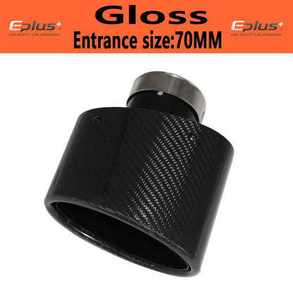 Oval Gloss Carbon Fiber Universal Car Mufflers Tip Exhaust Pipe Nozzle Decoration stainless steel Black silvery Tilting Left Rig