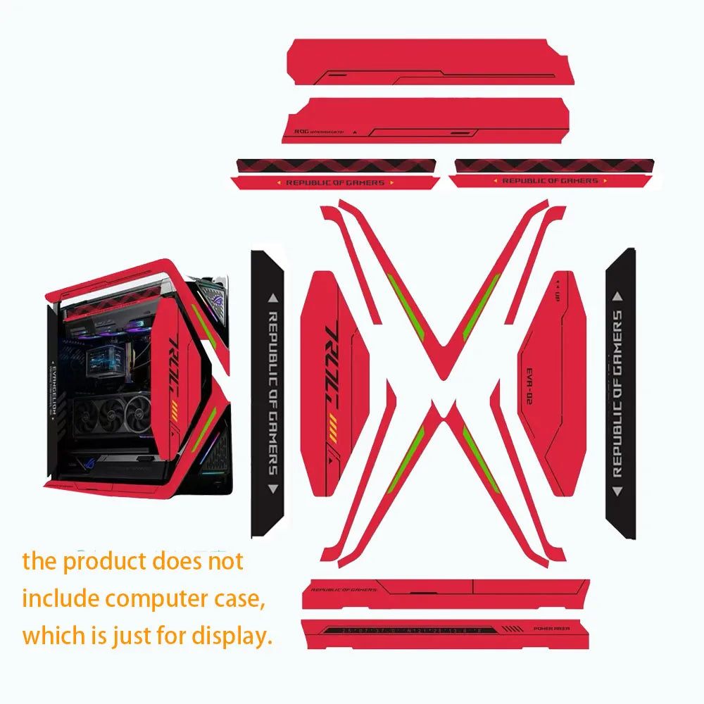 15pcs DIY Stickers For ASUS HYPERION GR701 Case,MOD ROG Anime Gaming Cabinet Decorative Suede Stickers Cover