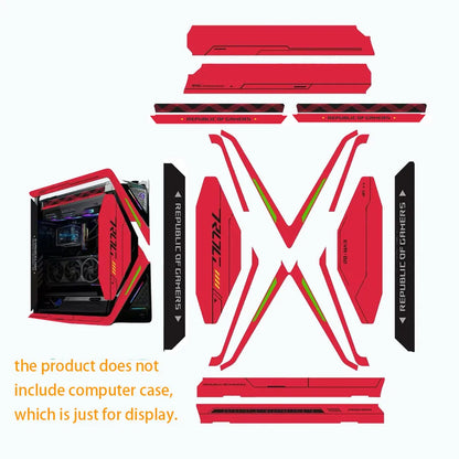 15pcs DIY Stickers For ASUS HYPERION GR701 Case,MOD ROG Anime Gaming Cabinet Decorative Suede Stickers Cover
