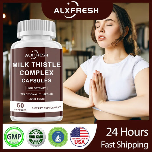 Milk Thistle Capsules Antioxidant Anti-inflammatory Properties Support Liver Detoxification Hepatocyte Regeneration Fatty Liver