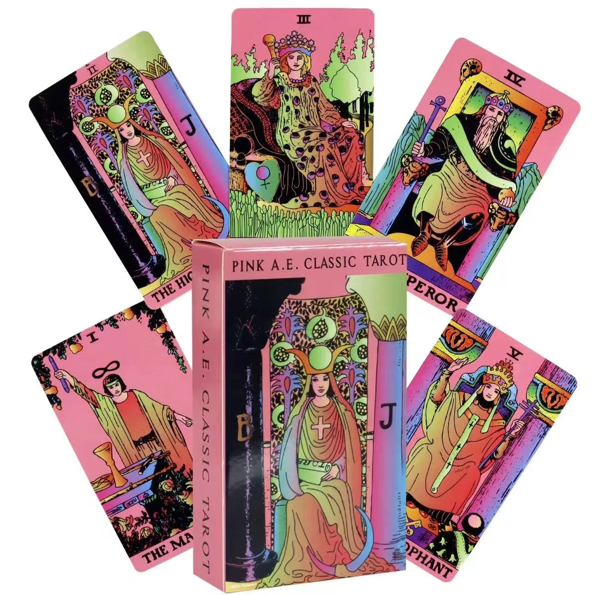 Pink A.E Classic Tarot Decks 78 Cards Divination Personal Use Tarot Deck Full English Version Oracles Deck for Girl Board Game
