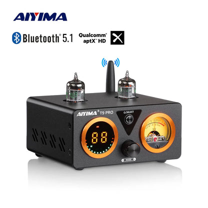 AIYIMA Audio T9 Pro Stereo Vacuum Tube Amplifier Bluetooth 5.1 QCC3040 Aptx USB DAC COAX OPT HiFi Home Digital Amp VU Meter 100w
