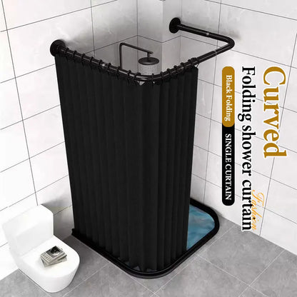 Foldable Magnetic Shower Curtain with Magnetic Buckle Waterproof Bathroom Privacy Screen Dry Wet Separation for Home Hotel