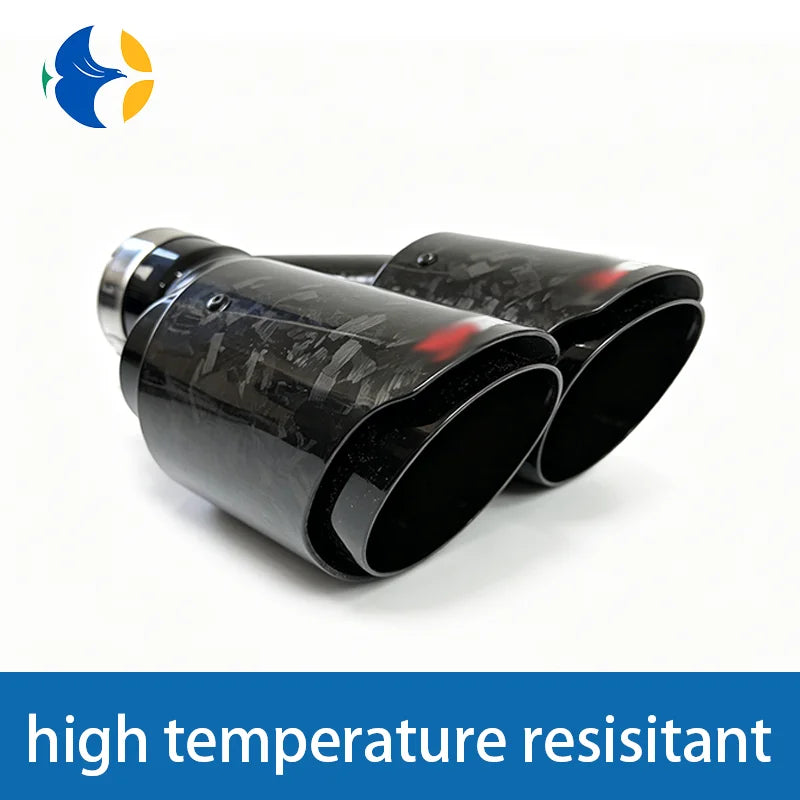1 pcs AK Logo Forged Carbon Fiber Dual Exhaust Tip Universal Stainless Steel Car Muffler