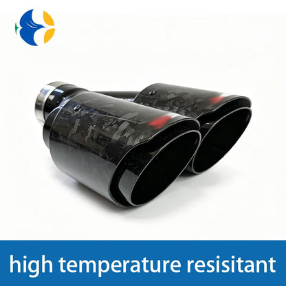 1 pcs AK Logo Forged Carbon Fiber Dual Exhaust Tip Universal Stainless Steel Car Muffler
