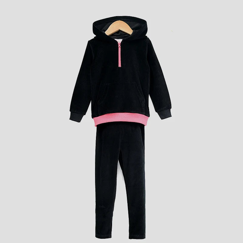 Winter Set Clothes for Teenagers Girl Boy Children's Set Girls Dress Skirts for Modest Girls Black Velour Autumn Winter Clothing