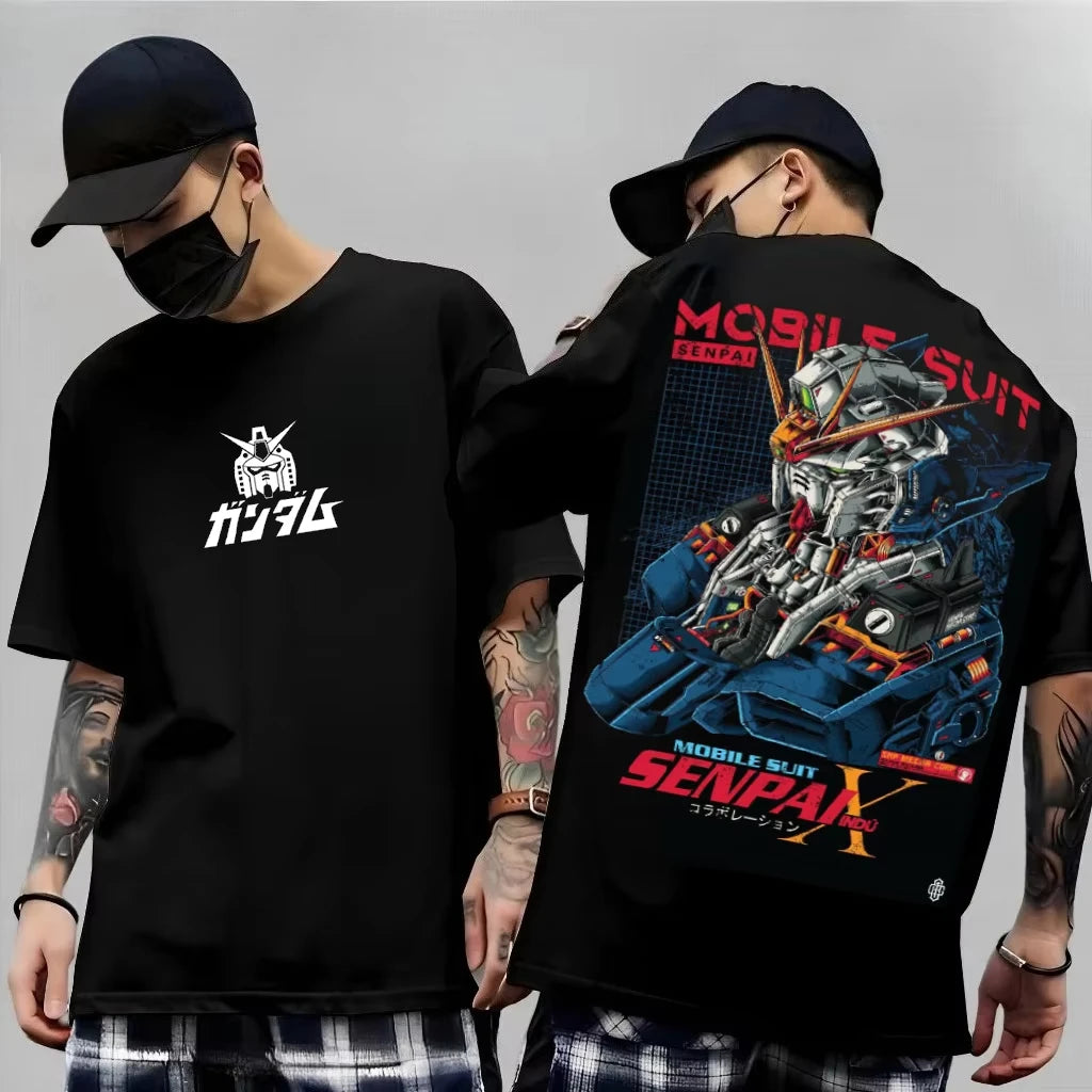 2026 New Japanese Anime Mech Series "Mobile Suit Gundam Summer Short sleeved Printed T-shirt for Men and Women"
