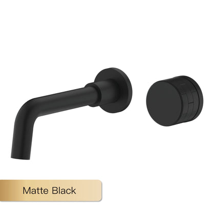 Luxury Black Brass Bathroom Faucet with Wall Mounted Design, Single Handle, 2-Hole Cold and Hot Dual Control Hidden Basin Faucet