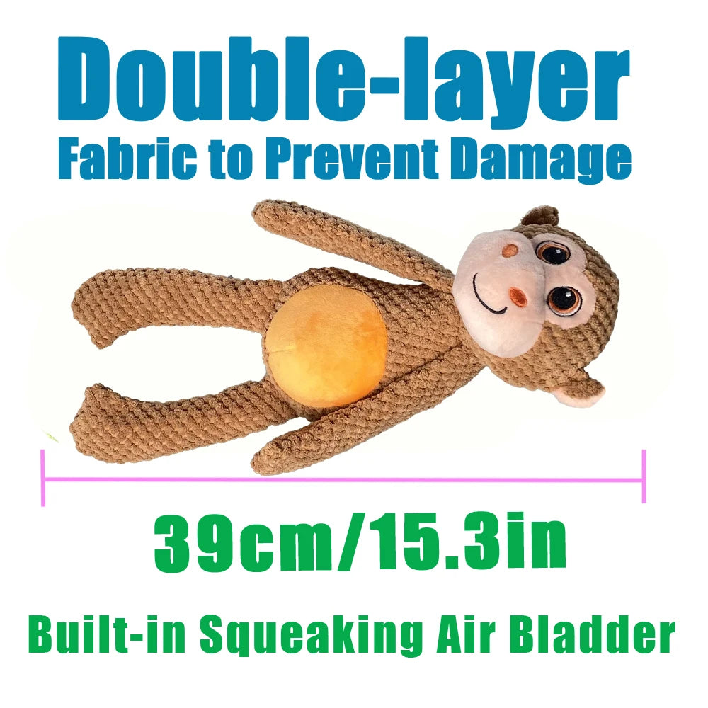 Durable Long-Legged Monkey Squeaky Plush Dog Toy, Bite Proof Interactive Toy for Aggressive Chewers, Training Toy for All Size