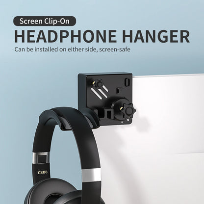 Monitor Headphone Stand Adjustable Clamp-On Saving Space Headset Holder Earphone Hanger for Gaming Office