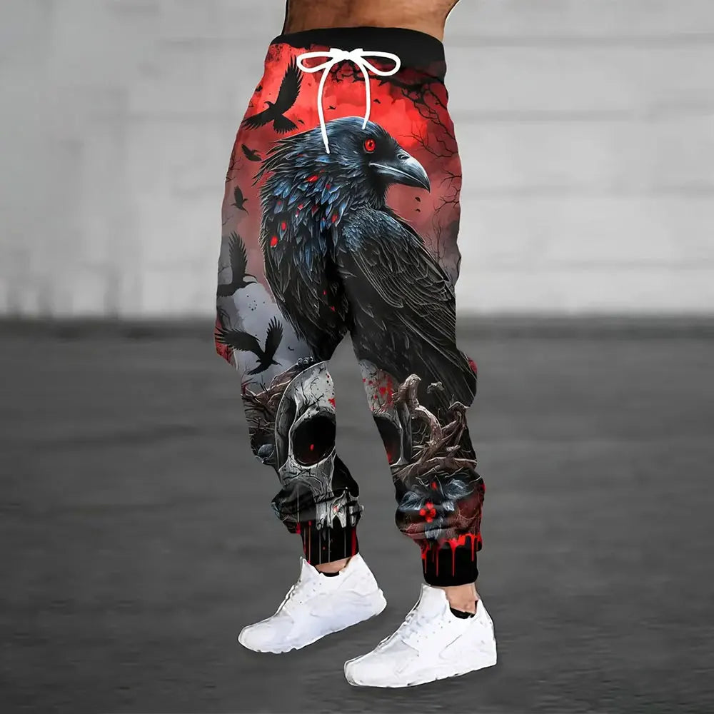Winter New Thick Warm Pants Fashion 3D Geometric Pattern Printed Sweatpants Men Loose Casual Pocket Drawstring Sweatpants