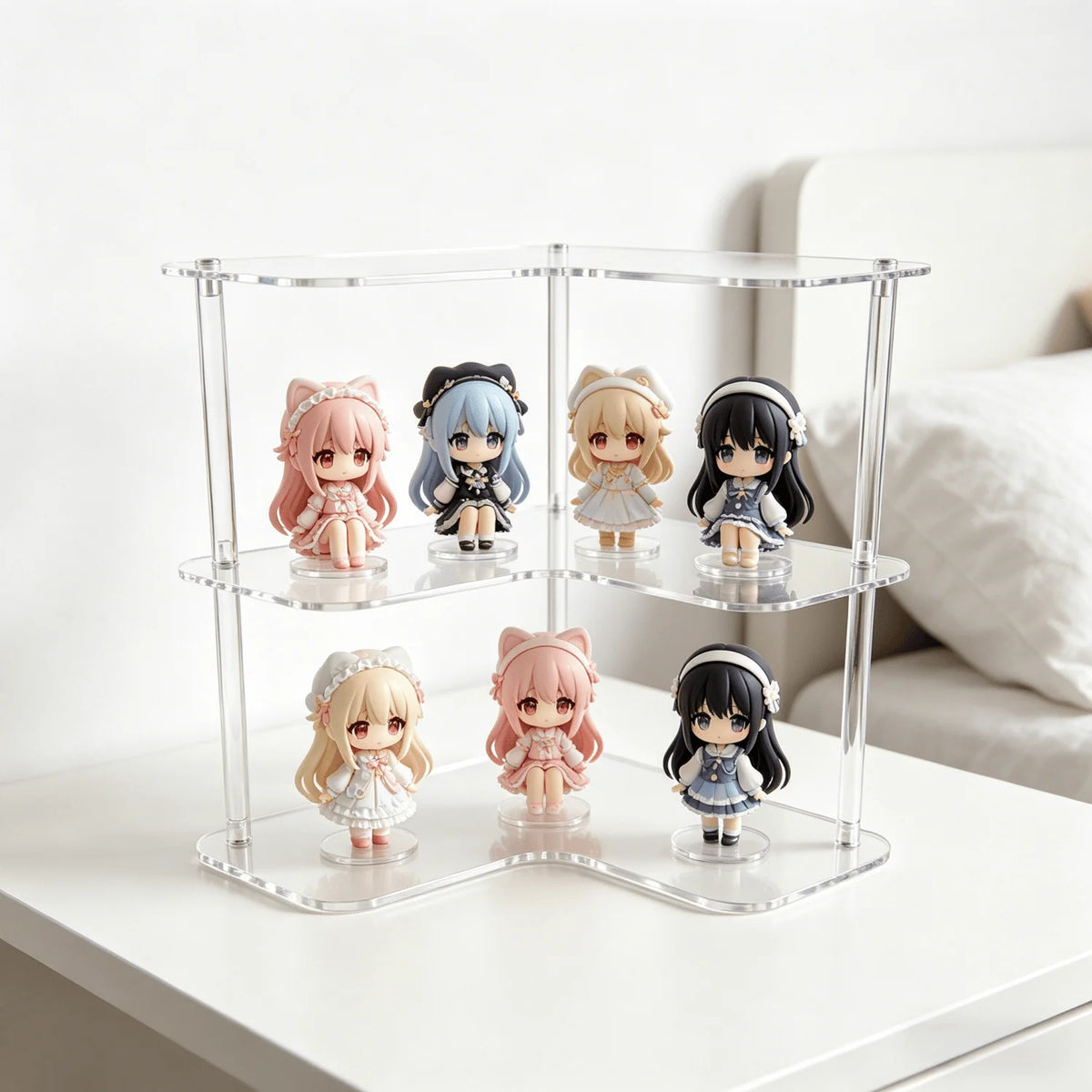 3-Tier Clear Acrylic Corner Display Stand Multi-Purpose Storage Rack for Cupcakes  Figures  Cosmetics And Collectibles