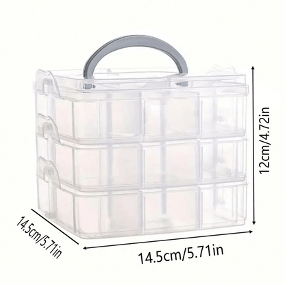 3 Tier 18-Grid Transparent Adjustable Stackable Compartment Slot Plastic Storage Box For Organizing Toys Jewelry Accessories